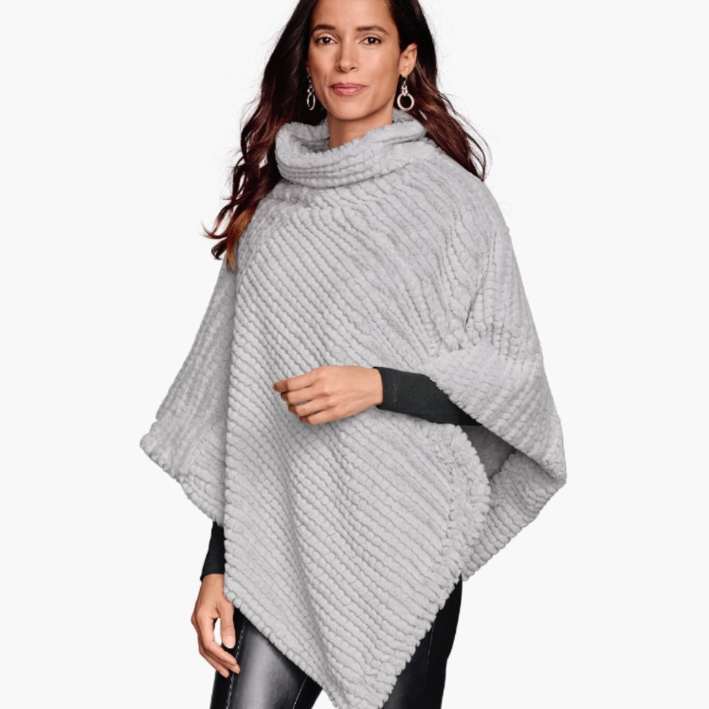 Johnston and Murphy Reversible Faux-Fur Poncho | Gray